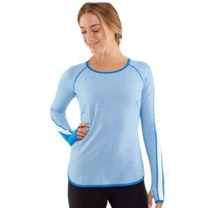 Lululemon Runder Under Rulu Long Sleeve Blue White Striped Reversible Top Sz 6